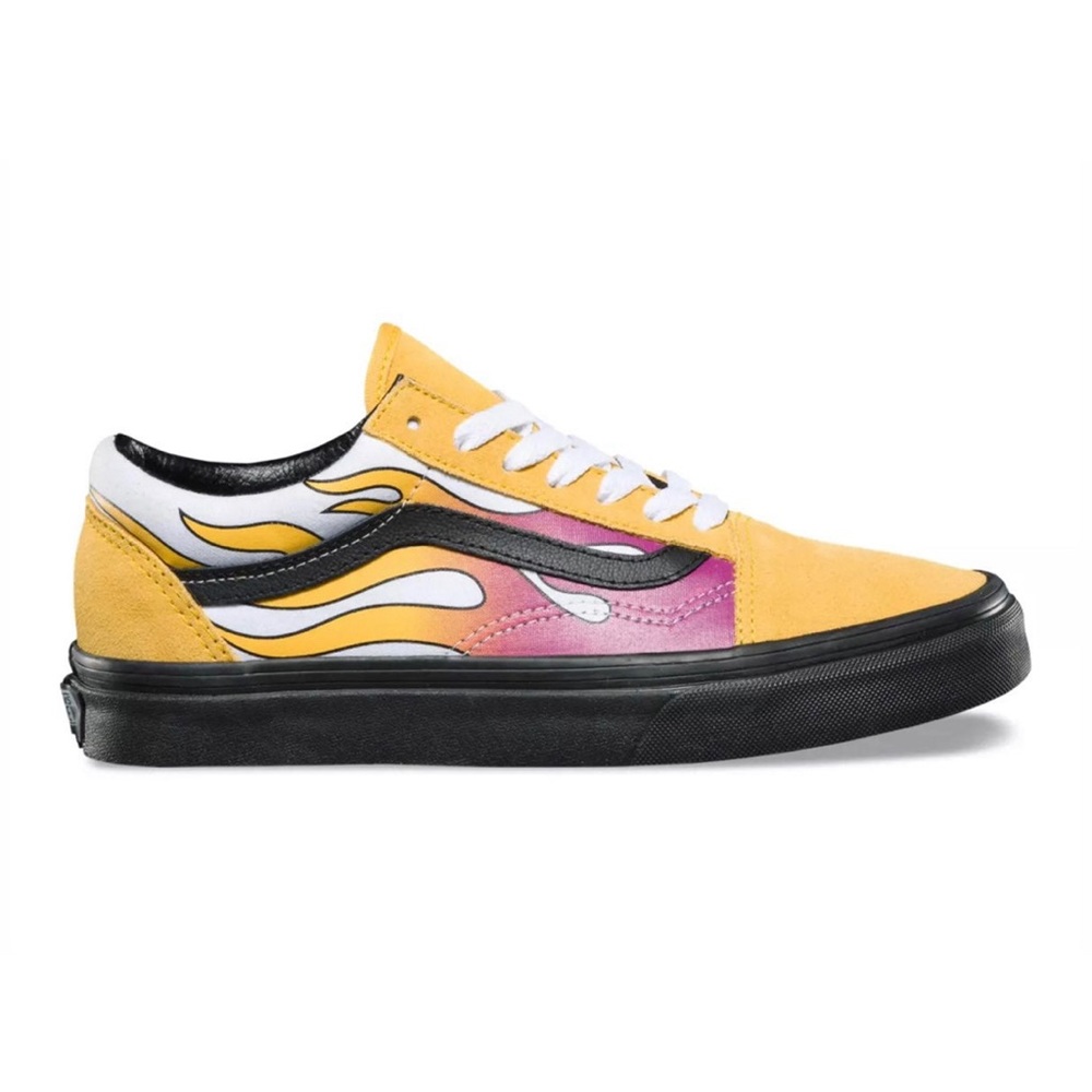 Rare Yellow and Purple Flame Old-School Vans